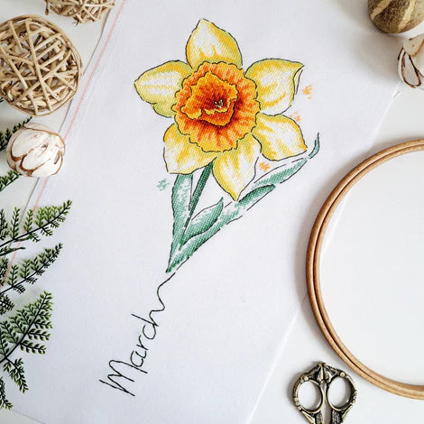 Birth Month Flowers: March/Narcissus - Artmishka Cross Stitch