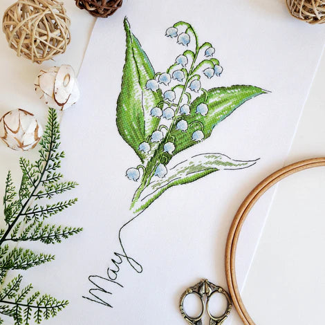Birth Month Flowers: May/Lily Of The Valley - Artmishka Cross Stitch