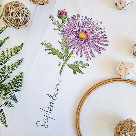 Birth Month Flowers: September/Aster - Artmishka Cross Stitch