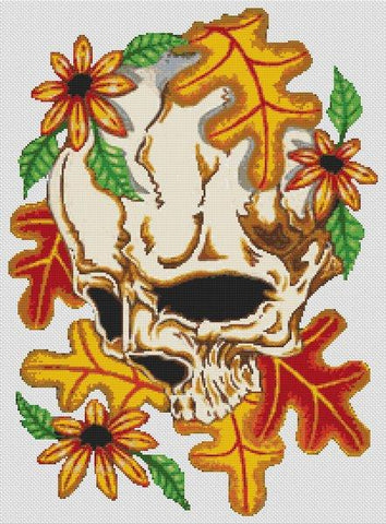 Autumn Skull - White Willow Stitching
