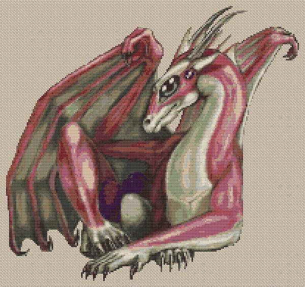 Dragon With Eggs - White Willow Stitching