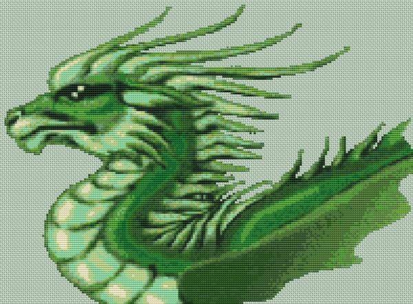 Crested Dragon - White Willow Stitching