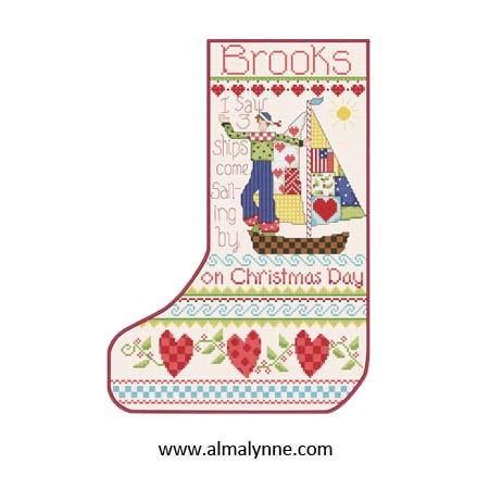 Christmas Sailing Stocking - Alma Lynne Originals