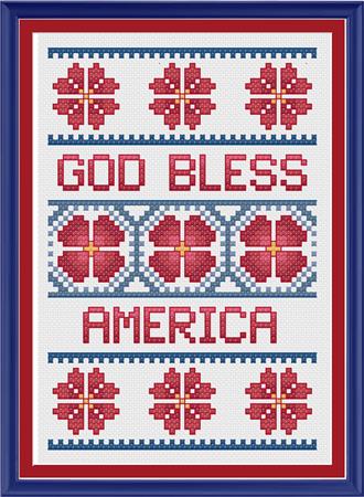 Floral Patriotic America Card - CrossStitchCards