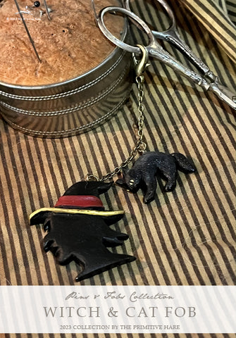 Witch & Cat Scissors Fob - Primitive Hare