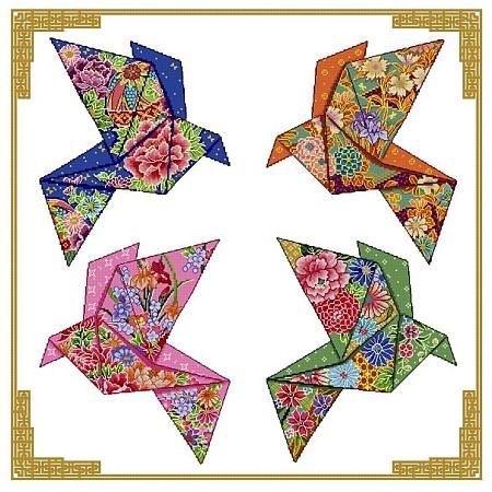 Origami Birds: 4 Seasons Design #2 - Cross Stitch Asia