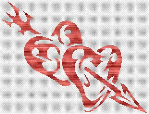 Two Hearts - White Willow Stitching