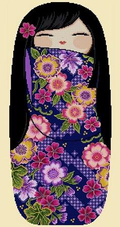 Happy Kokeshi Doll: Shizune - Cross Stitch Asia