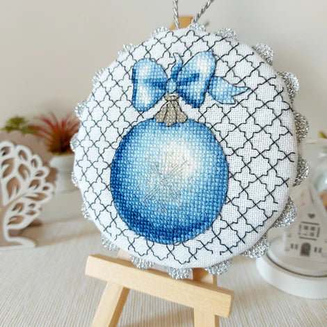 Christmas Ornament: Blue Silver Ball - Artmishka Cross Stitch