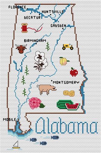Alabama Map - Sue Hillis Designs