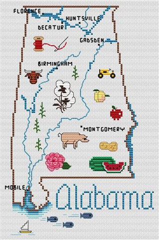 Alabama Map - Sue Hillis Designs