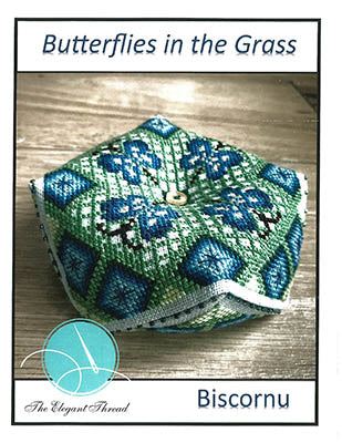 Butterflies In The Grass Biscornu - The Elegant Thread