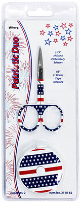 Allary Patriotic Duo Stars & Stripes Embroidery Scissors