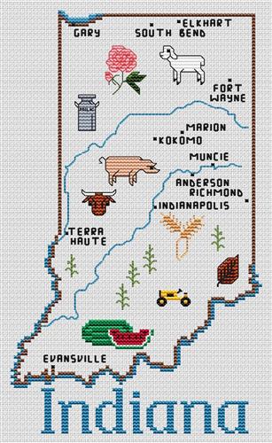 Indiana Map - Sue Hillis Designs