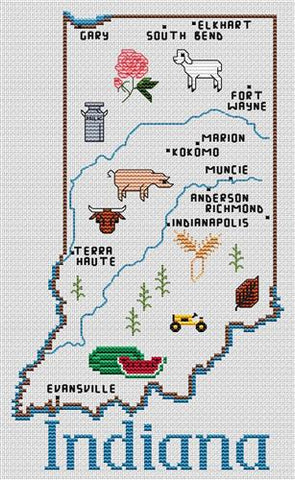 Indiana Map - Sue Hillis Designs