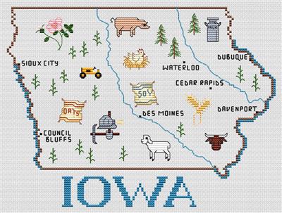 Iowa Map - Sue Hillis Designs
