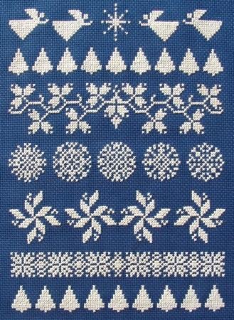 White On Blue Christmas Sampler - Cross-Point Designs