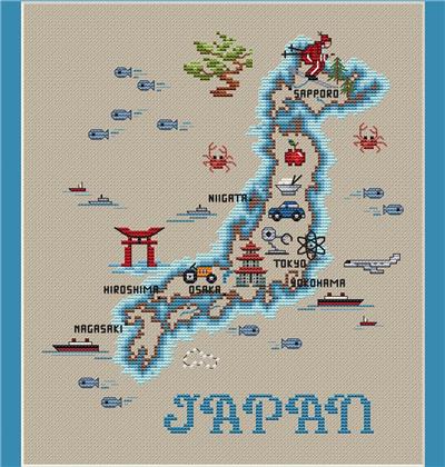 Japan Map - Sue Hillis Designs