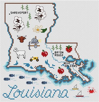 Louisiana Map - Sue Hillis Designs