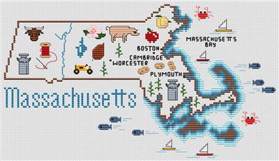 Massachusetts Map - Sue Hillis Designs