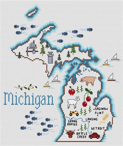 Michigan Map - Sue Hillis Designs