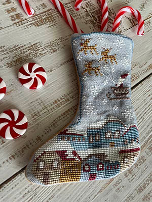 Santa In The Sky Stocking - Romy's Creations