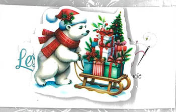 Christmas Bear And Gifts Magnet - Les Petites Croix De Lucie