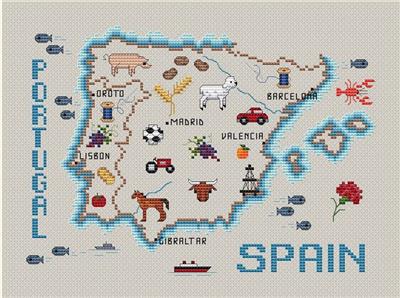 Spain And Portugal Map - Sue Hillis Designs