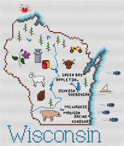 Wisconsin Map - Sue Hillis Designs