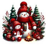 Snowmen Family Magnet - Les Petites Croix De Lucie