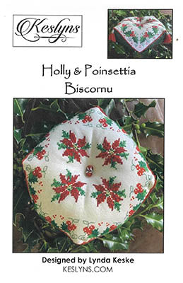 Holly & Poinsettia Biscornu - Keslyn's
