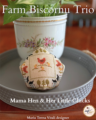 Farm Biscornu Trio: Mama Hen & Her Little Chicks - MTV Designs