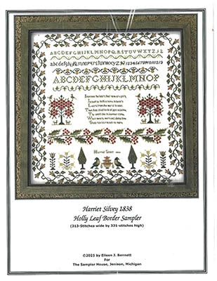 Harriet Silvey 1838 Holly Border Sampler - The Sampler House
