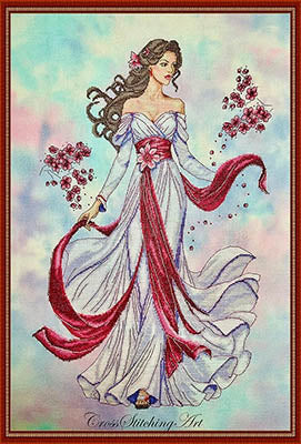 Amariel: The Enchanted Blossom - Cross Stitching Art