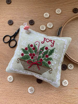 Holly Basket Pinkeep - Stitches by Ethel