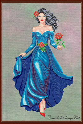 Mirabelle, The Midnight Rose - Cross Stitching Art