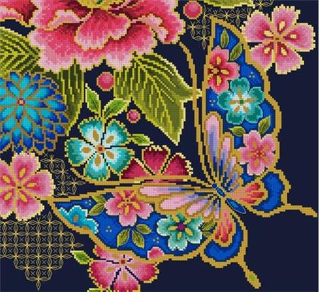 Gold And Blooming Colours - Cross Stitch Asia