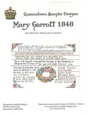 Mary Garrott 1848 - Queenstown Sampler Designs