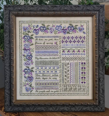 Pansy Garden Sampler - Samplers Not Forgotten