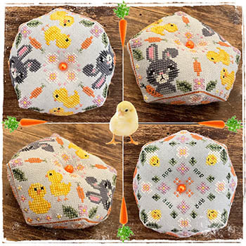 April Biscornu: 12 Months With Romy And Sandy 2026 - Fairy Wool In The Wood