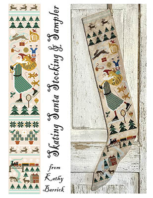 Skating Santa Stocking & Sampler - Kathy Barrick