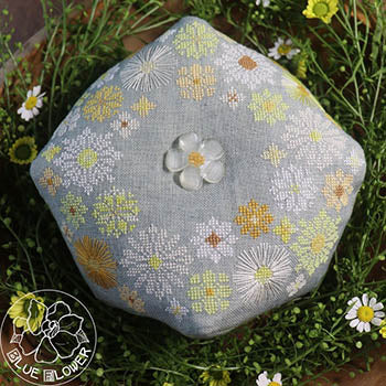 Daisy Crown Biscornu - Blue Flower