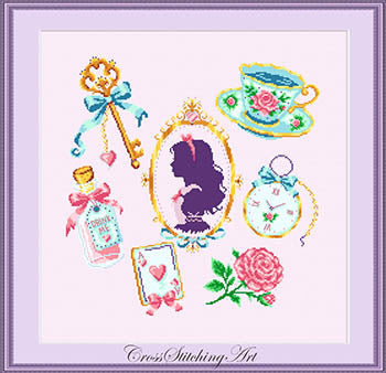 Alice And Her Tiny Treasures - Cross Stitching Art