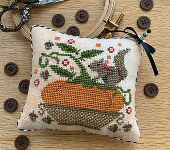 Pumpkin Basket Pinkeep - Stitches by Ethel