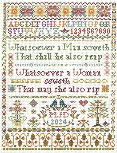 Woman Seweth Sampler By Sandra Cozzolino - Imaginating