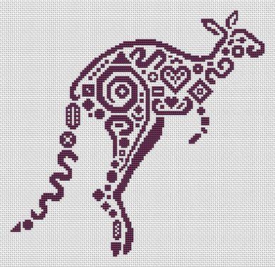 Tribal Kangaroo - White Willow Stitching