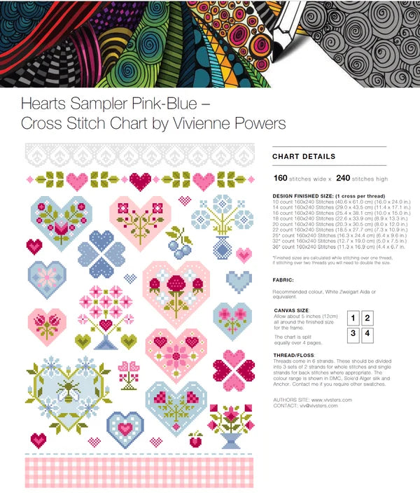 Hearts Sampler In Pink & Blue - Vivsters