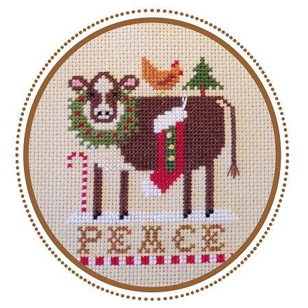 Christmas Cow Ornament - Plum Pudding NeedleArt