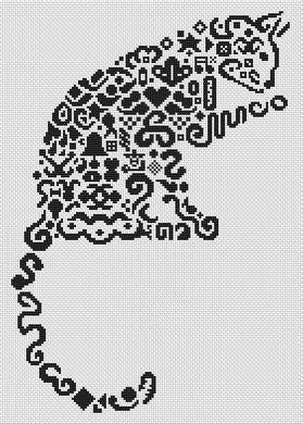 Tribal Cat II - White Willow Stitching