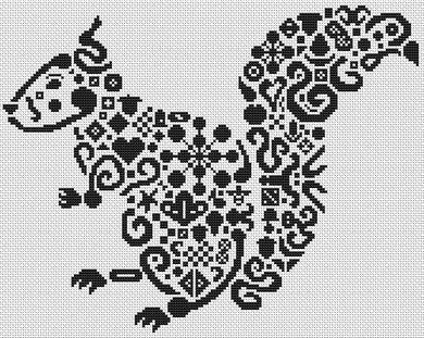Tribal Squirrel - White Willow Stitching